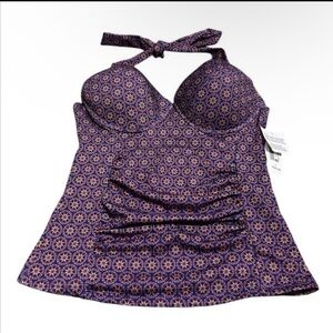 Woman’s Wave Zone Purple Halter Tankini Swim Top Size L